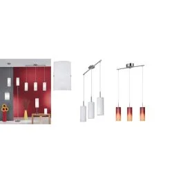 Eglo Lampadario sospensione modello troy 3 in metallo cromato e vetro bianco 3x60w e27 - Illuminazione