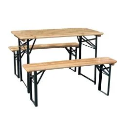 Gardenia Set birreria, 2 panche e tavolo in legno naturale, 200x70 cm - Giardino e terrazzo