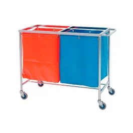 Carrello per biancheria sporca, acciaio cromato, 2 sacchi di tela plastificata - Inmoclinic