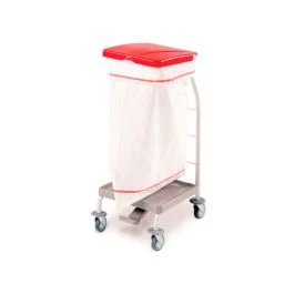 Carrello per biancheria sporca, acciaio verniciato, sacco da 70 L con coperchio a pedale - Inmoclinic