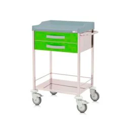 Carrello per medicazioni e per emergenze, acciaio inox. 2 cassetti superiori e ripiano inferiore - Inmoclinic