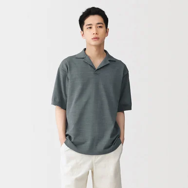 T-shirt in maglia con colletto cubano quick dry da uomo
