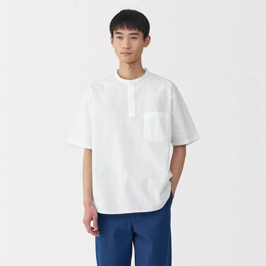 Camicia a maniche colletto a serafino Cool Touch in cotone da uomo