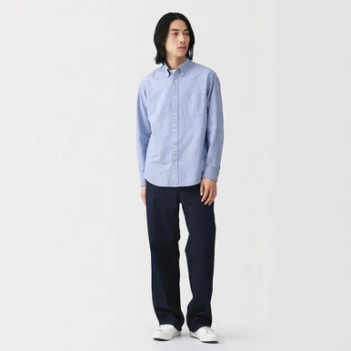 Camicia button down in Oxford lavato da uomo
