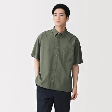 Camicia con colletto cubano in cotone biologico Cool Touch da uomo