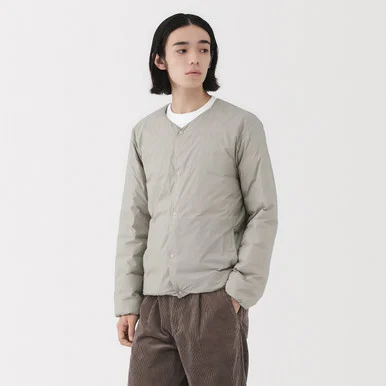 Giacca leggera senza colletto in nylon riciclato da uomo