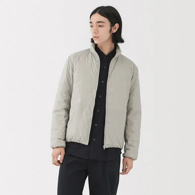 Giacca leggera con colletto alla coreana in nylon riciclato da uomo