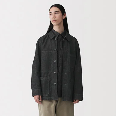 Giacca chore in denim misto kapok da uomo