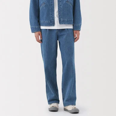 Jeans a gamba dritta in denim misto kapok da donna - Uomo