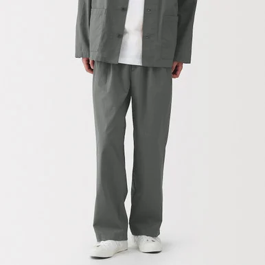 Pantaloni plissettati cool touch in cotone biologico da uomo