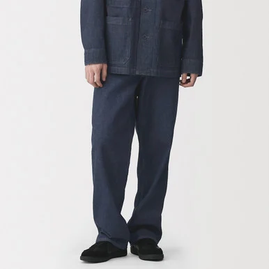 Pantaloni a vestibilità ampia in denim misto kapok da uomo