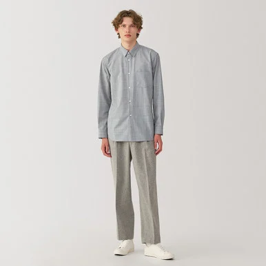 Camicia da uomo a maniche lunghe in misto lana