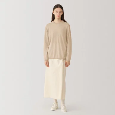 Maglione da Donna in Cachemire Non Tinto con Collo Giro