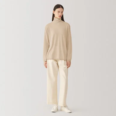 Maglione a collo alto in cashmere non tinto da donna