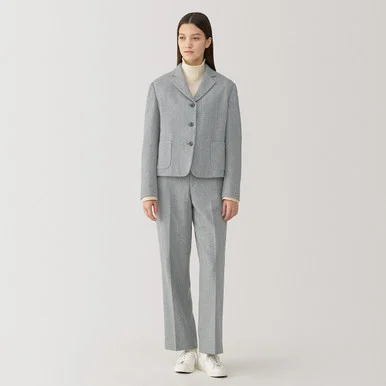 Pantaloni a gamba dritta in misto lana da donna