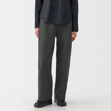 Pantaloni a gamba larga in cotone e lino da donna