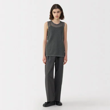 Gilet in maglia di cotone e washi da donna