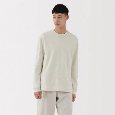 T‐shirt a maniche lunghe in cotone lavorato a maglia tradizionale da uomo
