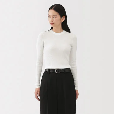 Maglione a coste in cotone twist da donna