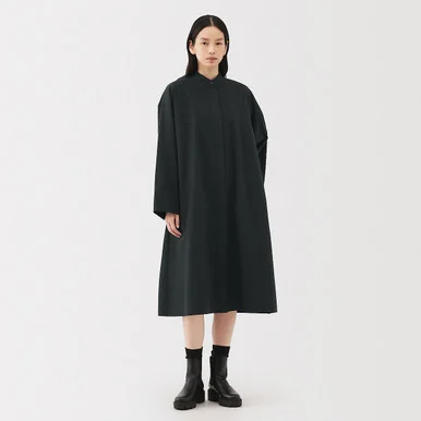 Abito camicia in lana e cotone popeline da donna