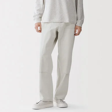 Pantaloni a doppio ginocchio in cotone riciclato da uomo