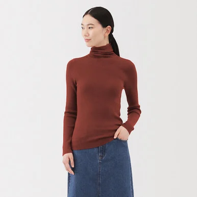 Maglione a collo alto a coste non irritante da donna