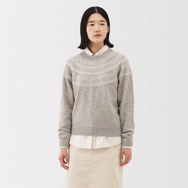 Maglione motivo Fair Isle in lana andina da donna
