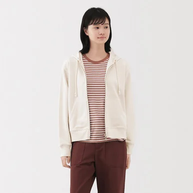 Felpa in misto cotone con cappuccio e zip da donna