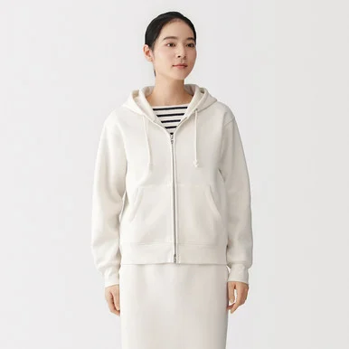 Felpa con cappuccio e zip in misto cotone da donna