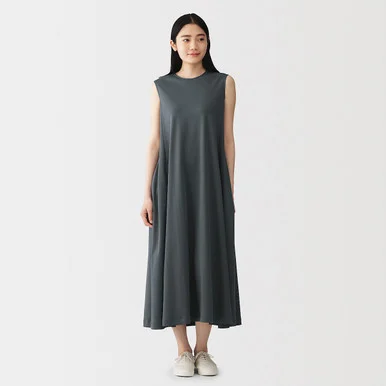 Abito svasato senza maniche cool touch in cotone biologico da donna