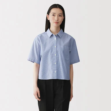 Camicia cropped cool touch in cotone biologico da donna