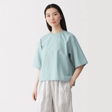 T-shirt intrecciata cropped cool in cotone biologico da donna