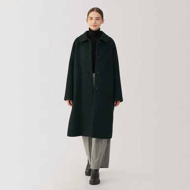 Cappotto Chesterfield in lana riciclata da donna‐ Nero