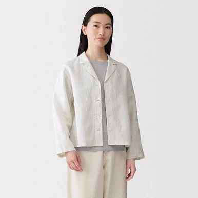 Giacca camicia in lino lavato da donna