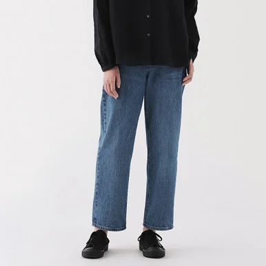 Jeans a gamba dritta in denim misto kapok da donna