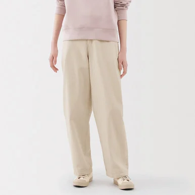 Jeans a gamba larga in denim misto kapok da donna ‐ Ecru
