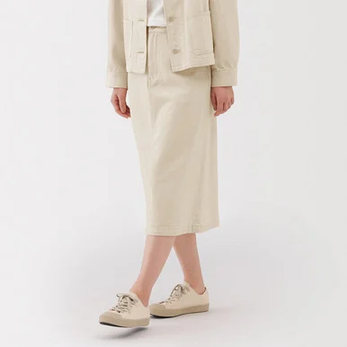 Gonna svasata in denim misto kapok da donna ‐ Ecru