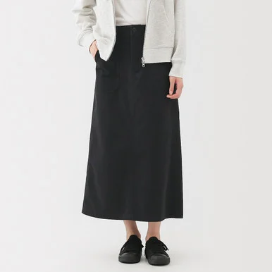Gonna midi in cotone a spina di pesce straight fit da donna