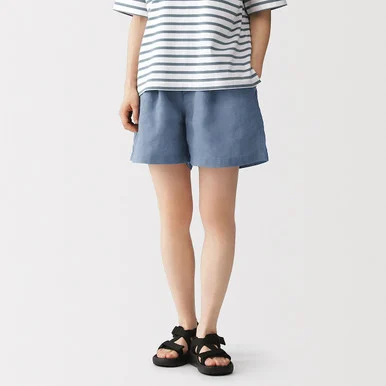 Pantaloncini in lino lavato da donna