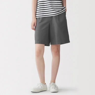 Pantaloncini in twill misto canapa da donna