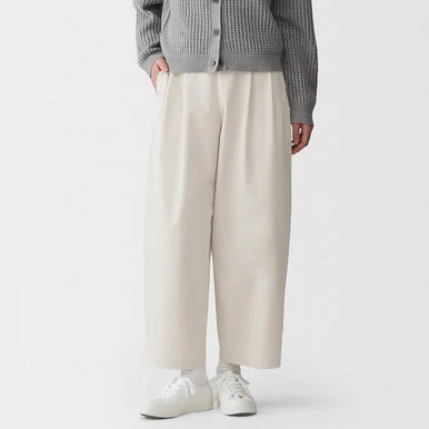 Pantaloni affusolati a gamba larga da donna in twill misto cotone