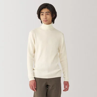 Maglione dolcevita a coste in lana da uomo