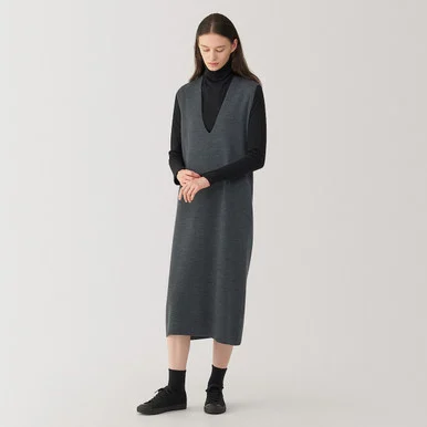 Abito a maglia doppio strato in misto lana da donna
