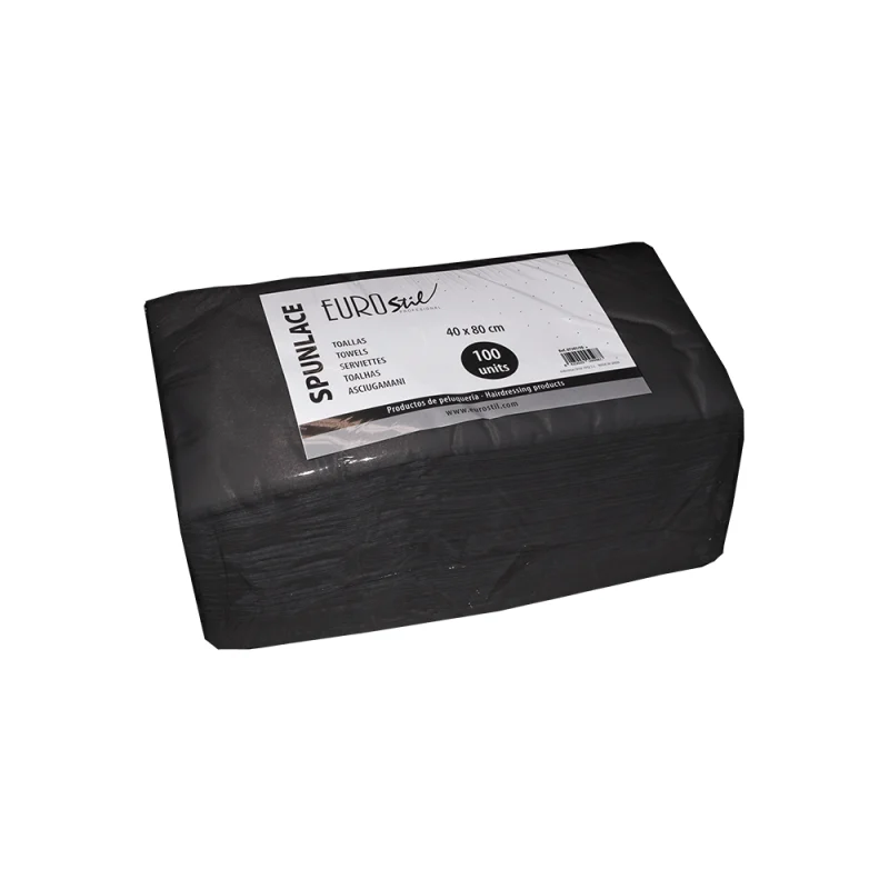 CONFEZIONE 100 ASCIUGAMANI 40X80 SPUNLACE NERO - Eurostil