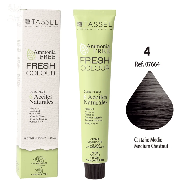FRESH COLOUR Nº4 CASTANO MEDIO SENZA AMMONIACA - Tassel