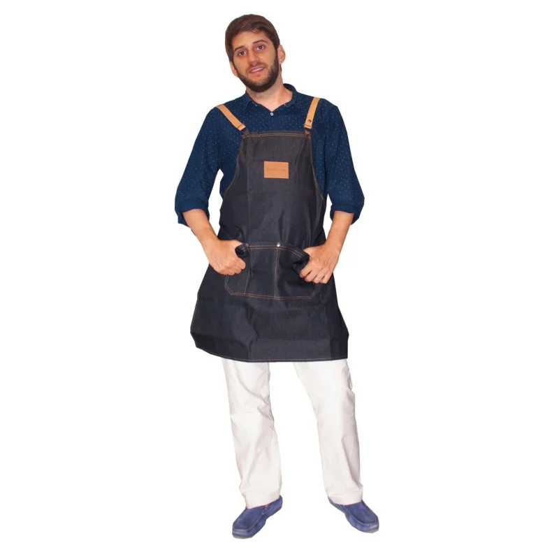 GREMBIULE NERO DENIM 75X65 CM - Barber Line
