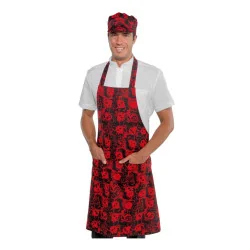Grembiule Cuoco Pettorina Skull 07 Rosso - ISACCO