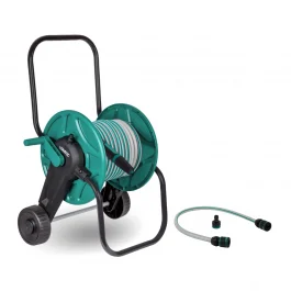 Carrello avvolgitubo con tubo da giardino da 20m | Incl. ugello e giunti - Acqua