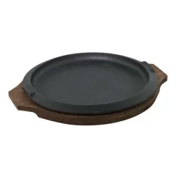 Piatto Servizio Ghisa con Vassoio Legno ø 26 cm - ILSA