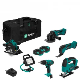 Set elettroutensili VPower 20V - 4.0Ah | Incl. 5 utensili, 2 batterie e caricatore